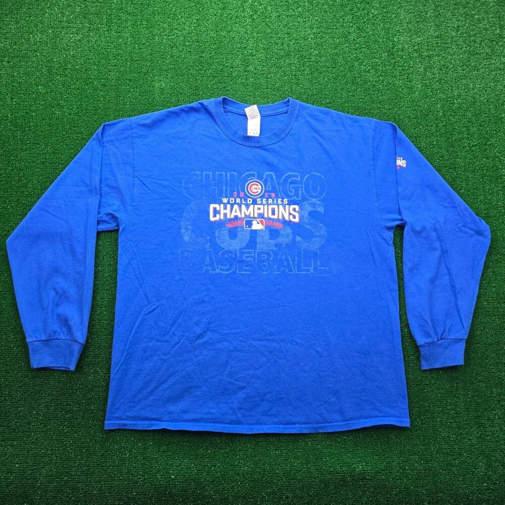 Chicago Cubs Tshirt‎ Mens XL Blue 2016 World Series Champions MLB Baseball